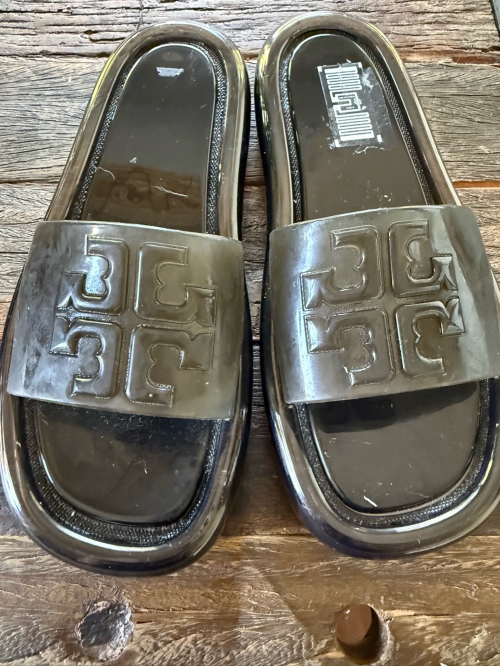 Tory Burch Black bubble jelly Logo Slide